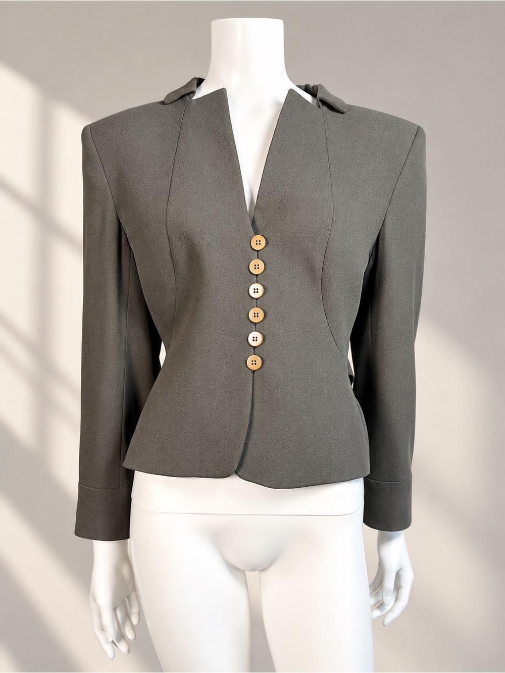 Vintage Giorgio Armani Green Sculpted Waist Belted Blazer Jacket IT 44